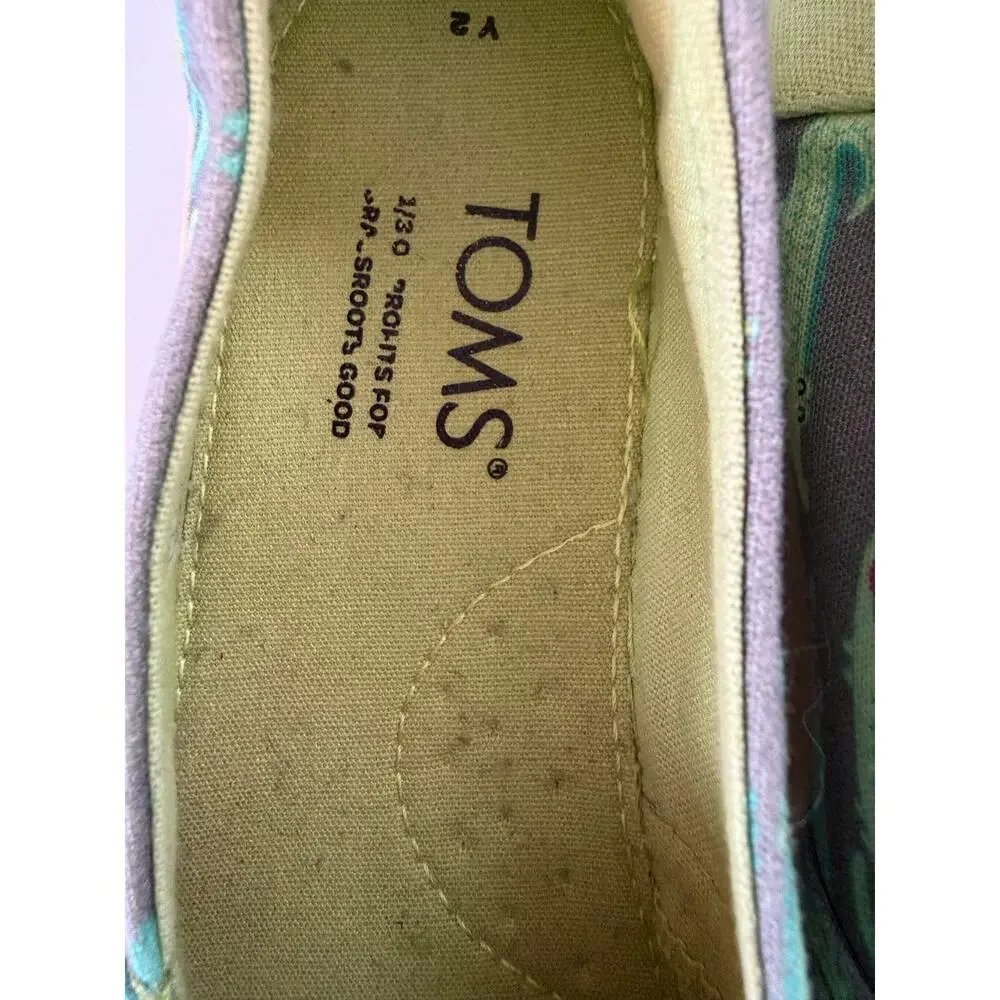 TOMS Kids Alpargata Slip-On Shoes Youth Size 2 Gray Green Alligator Crocodile